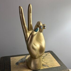 Gold Peace Hand Sculpture